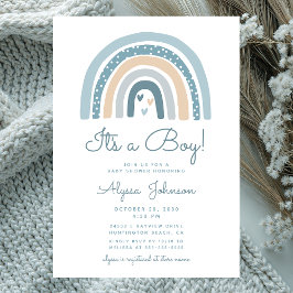 Het is een jongen Boho Regenboog Baby Shower Uitno Kaart