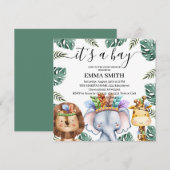 Het is een jongen - bosdieren bos babyshower kaart (Voorkant / Achterkant)