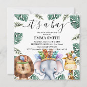 Het is een jongen - bosdieren bos babyshower kaart (Voorkant)