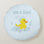 Het is een Jongen Bubble Baby Blue Rond Kussen (Achterkant)