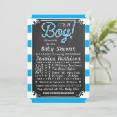 Het is een jongen! Chalkboard Baby Shower-uitnodig Kaart (Staand voorkant)