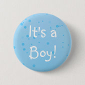 Het is een Jongen! Chic Blauw Inkspots Ronde Button 5,7 Cm (Voorkant)