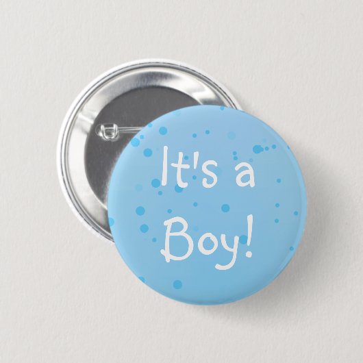 Het is een Jongen! Chic Blauw Inkspots Ronde Button 5,7 Cm (Voorkant /achterkant)