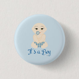 Het is een Jongen Citaat in Blauw Ontwerp Ronde Button 3,2 Cm