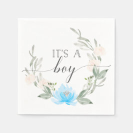 Het is een Jongen Cocktail Napkins Pastel Blue Servet