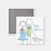 Het is een jongen, Coed Baby shower Magnet Favors (Voorkant / Achterkant)