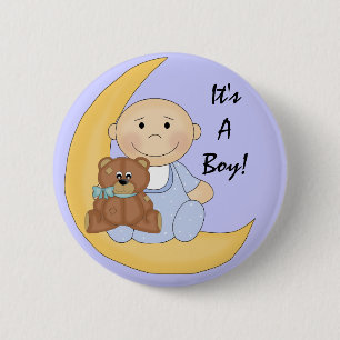 Het is een jongen - Cute Baby Cartoon Ronde Button 5,7 Cm
