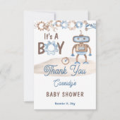 Het is een jongen Cute Blue | Baby shower Greige R Bedankkaart (Voorkant)