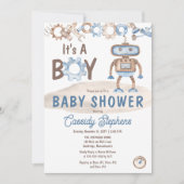 Het is een jongen Cute Blue | Baby shower Greige R Kaart (Voorkant)