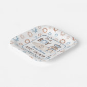 Het is een jongen Cute Blue | Baby shower Greige R Papieren Bordje (Gebogen)