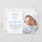 Het is een jongen Cute Blue Baby Sprinkle Dank je Bedankkaart (Voorkant)