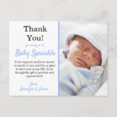 Het is een jongen Cute Blue Baby Sprinkle Dank je Briefkaart (Voorkant)