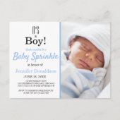 Het is een Jongen Cute Blue Baby Sprinkle-uitnodig Briefkaart (Voorkant)
