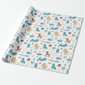 Het is een jongen. Cute blue grappigs speelgoed ba Cadeaupapier (Uitgerold)