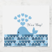Het is een jongen Cute Blue Whale en Hearts. Bier Etiket (Enkel label)