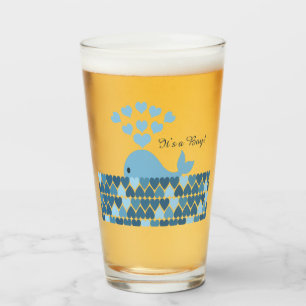 Het is een jongen Cute Blue Whale en Hearts. Glas
