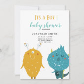 Het is een jongen Cute Monmonster baby shower Uitn Kaart (Voorkant)