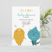 Het is een jongen Cute Monmonster baby shower Uitn Kaart (Staand voorkant)
