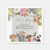 Het is een jongen! Cute Safari Animals Baby shower Servet (Voorkant)