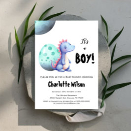 Het is een jongen Cute Watercolor Dinosaur Baby Sh Kaart