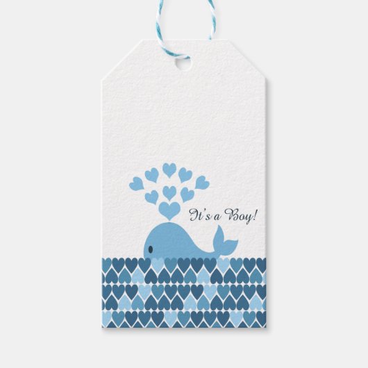 Het is een jongen Cute Whale Cadeaulabel (Voorkant)