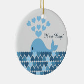 Het is een jongen! Cute Whale Keramisch Ornament (Rechts)