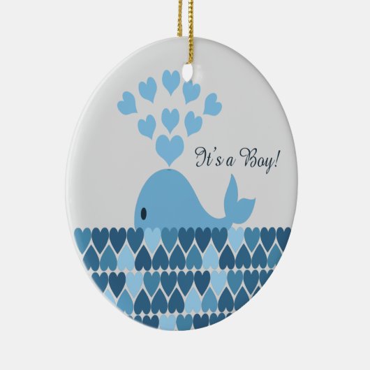 Het is een jongen! Cute Whale Keramisch Ornament (Rechts)