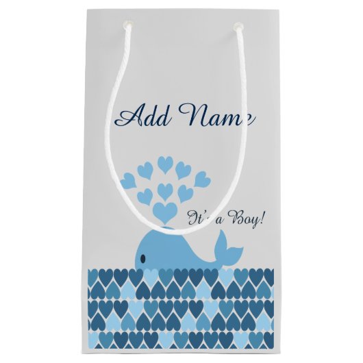 Het is een jongen! Cute Whale Klein Cadeauzakje (Voorkant)
