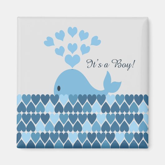 Het is een jongen! Cute Whale Magneet (Voorkant)