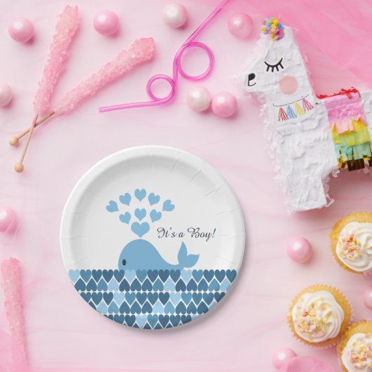 Het is een jongen! Cute Whale Papieren Bordje (Feest)