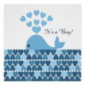 Het is een jongen! Cute Whale Poster (Voorkant)