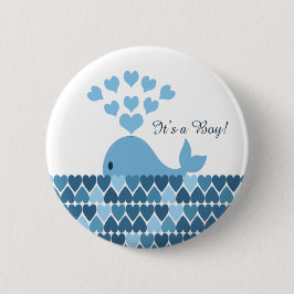 Het is een jongen! Cute Whale Ronde Button 5,7 Cm