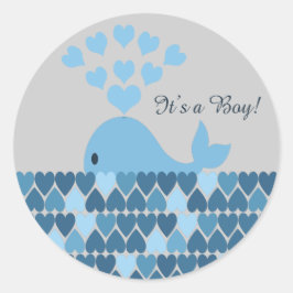 Het is een jongen! Cute Whale Ronde Sticker