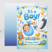 Het is een Jongen Design - Baby Aankondiging  (Voorkant / Achterkant)