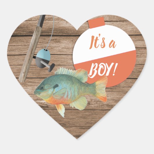 Het is een jongen die Baby shower Vist... Hart Sticker (Voorkant)