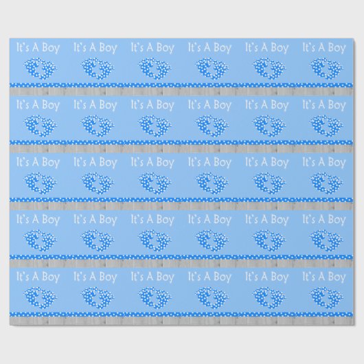 Het is een jongen die papier inpakt met blauwe bab (Vlak)