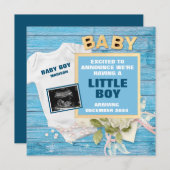 Het is een jongen digitale zwangerschap aankondigi aankondiging (Voorkant / Achterkant)