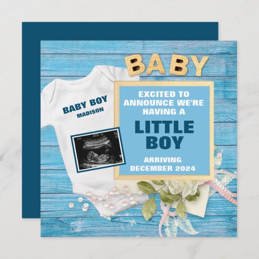 Het is een jongen digitale zwangerschap aankondigi aankondiging (Voorkant / Achterkant)