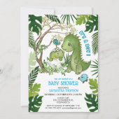 Het is een jongen! Dino Baby shower Tropisch Oerwo Kaart (Voorkant)