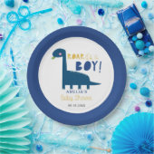 Het is een jongen Dinosaur Baby shower Cute Blue Papieren Bordje (Feest)