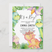 Het is een Jongen Dinosaur Baby shower Party nodig Kaart (Voorkant)