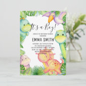 Het is een Jongen Dinosaur Baby shower Party nodig Kaart (Staand voorkant)