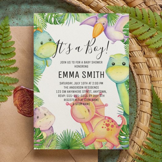 Het is een Jongen Dinosaur Baby shower Party nodig Kaart