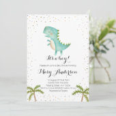 Het is een Jongen Dinosaur Baby shower Uitnodiging (Staand voorkant)