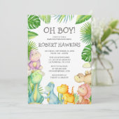 Het is een Jongen Dinosaur Baby shower Uitnodiging (Staand voorkant)