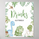 Het is een jongen dinosaurus Baby shower Drinken Poster (Voorkant)