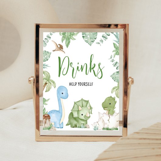 Het is een jongen dinosaurus Baby shower Drinken Poster