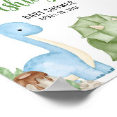 Het is een jongen dinosaurus Baby shower welkom Poster (Hoek)