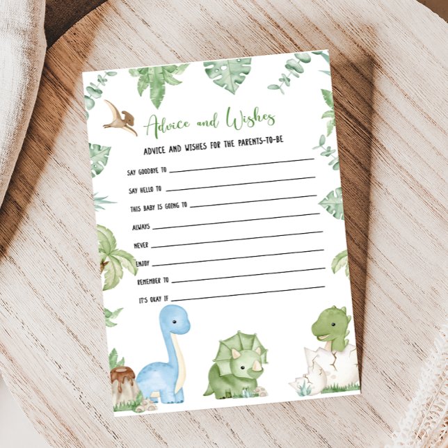 Het Is Een Jongen Dinosaurus Douche Advies en Wens (It's A Boy Dinosaur Baby Shower Game)