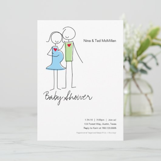 Het is een jongen, een coed Baby Shower-uitzending Kaart (Staand voorkant)
